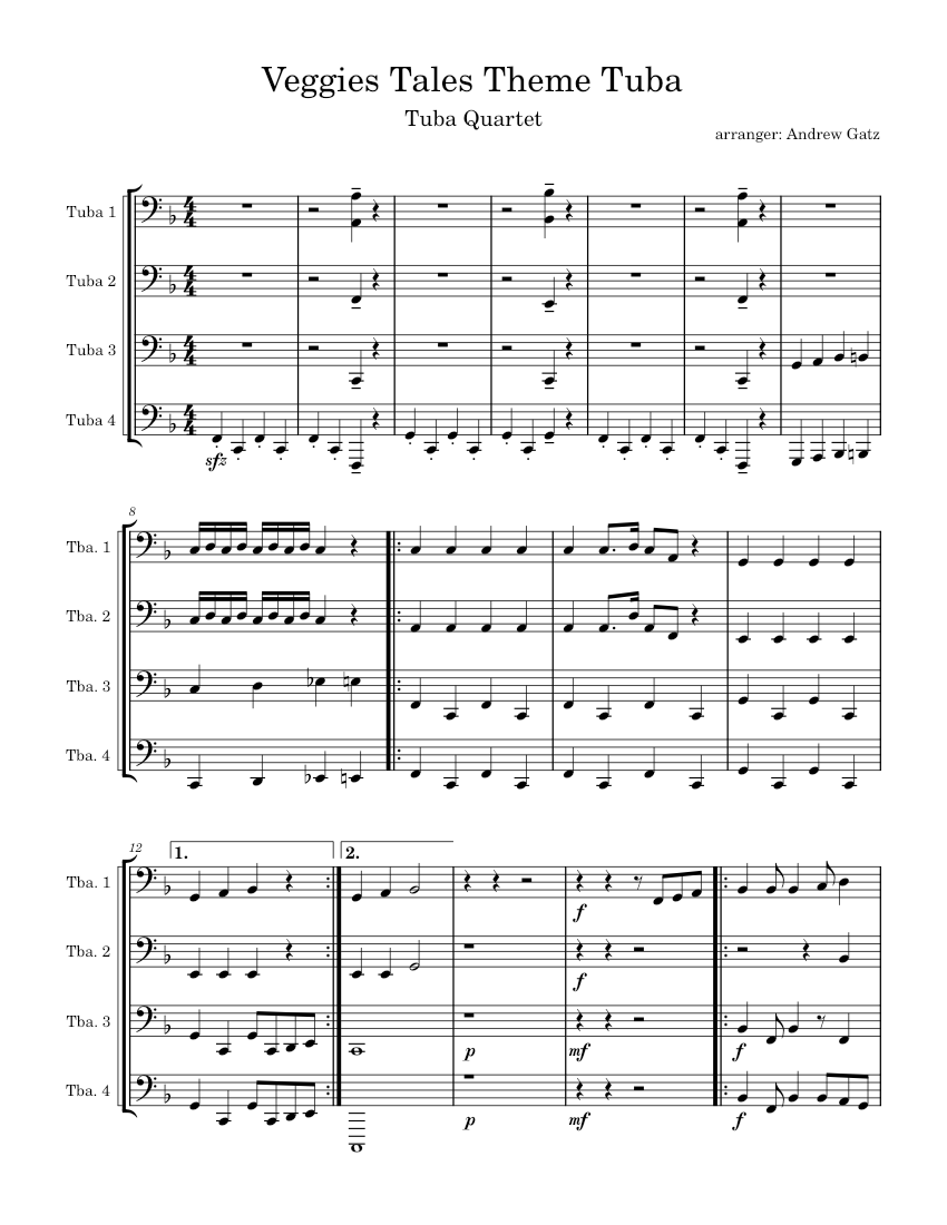Veggie Tales Main Theme – Phil Vischer veggie tales theme Tuba quartet ...