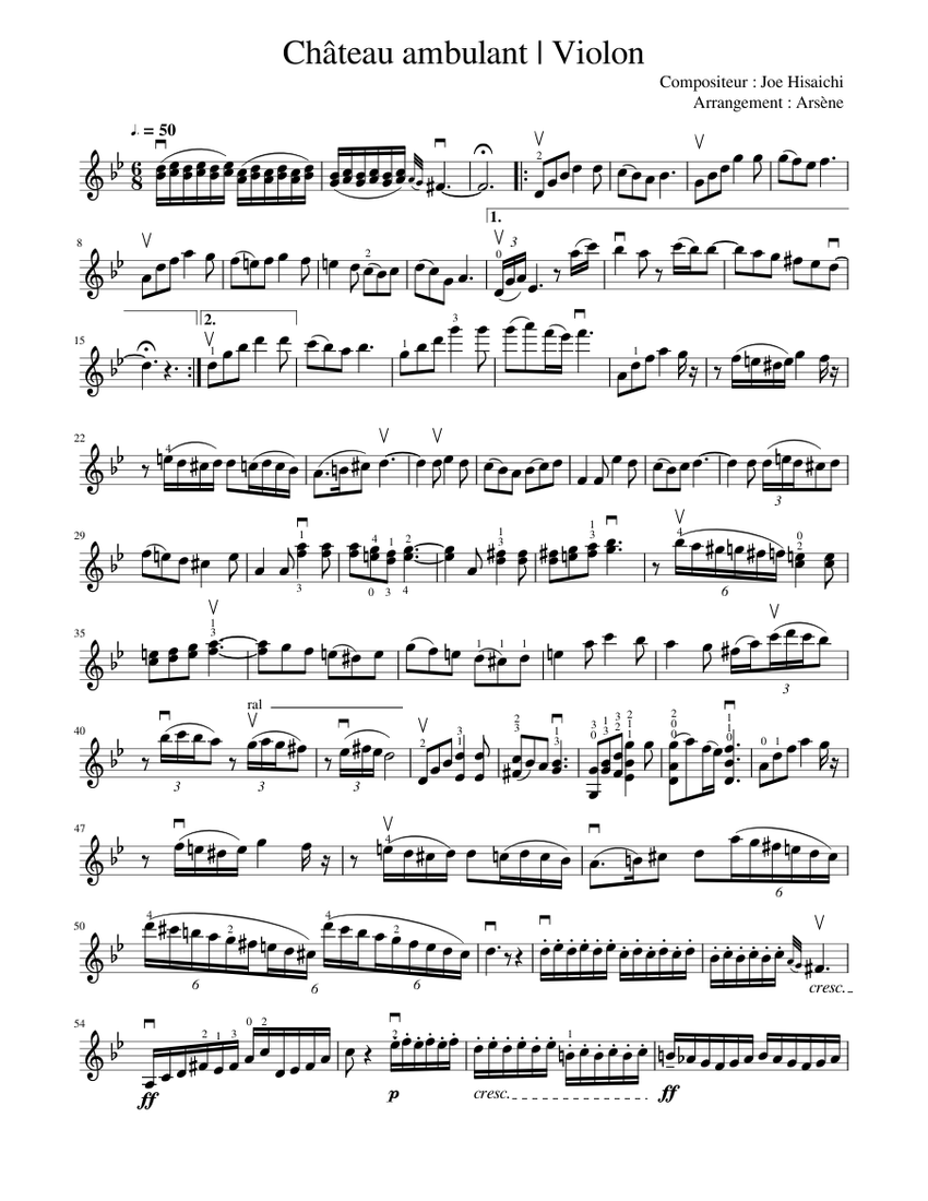 Château ambulant Violon Sheet music for Violin (Solo) | Musescore.com
