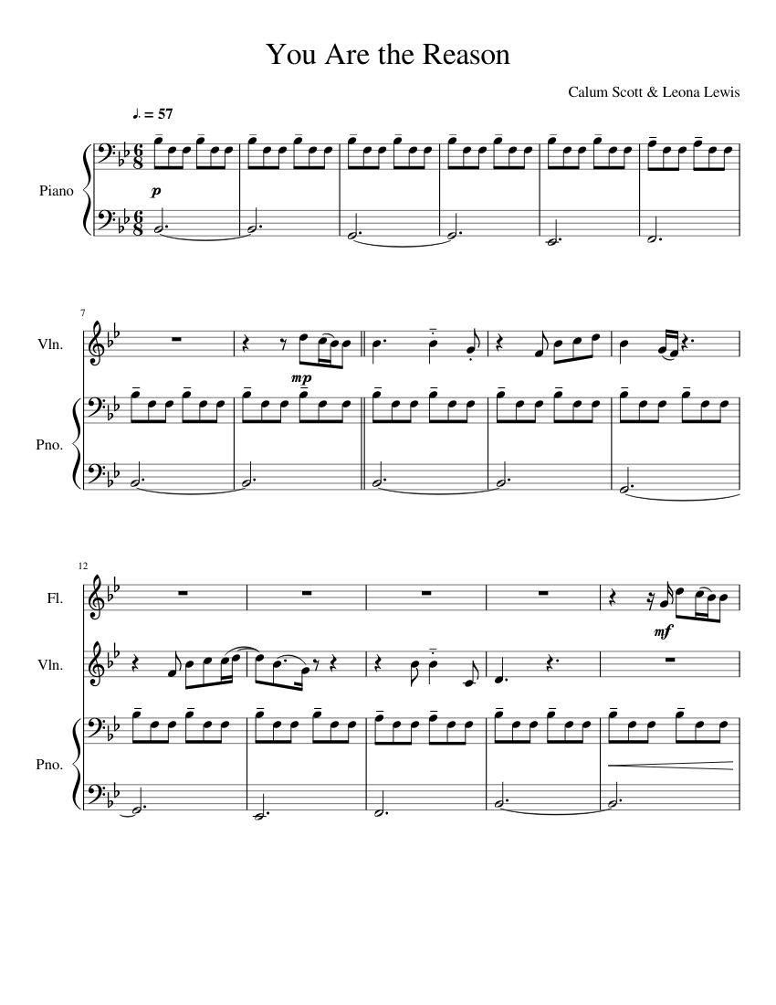 You Are The Reason Duet Sheet Music For Piano Violin Flute Mixed Trio Musescore Com Rise up (mother & son duet version). you are the reason duet sheet music for