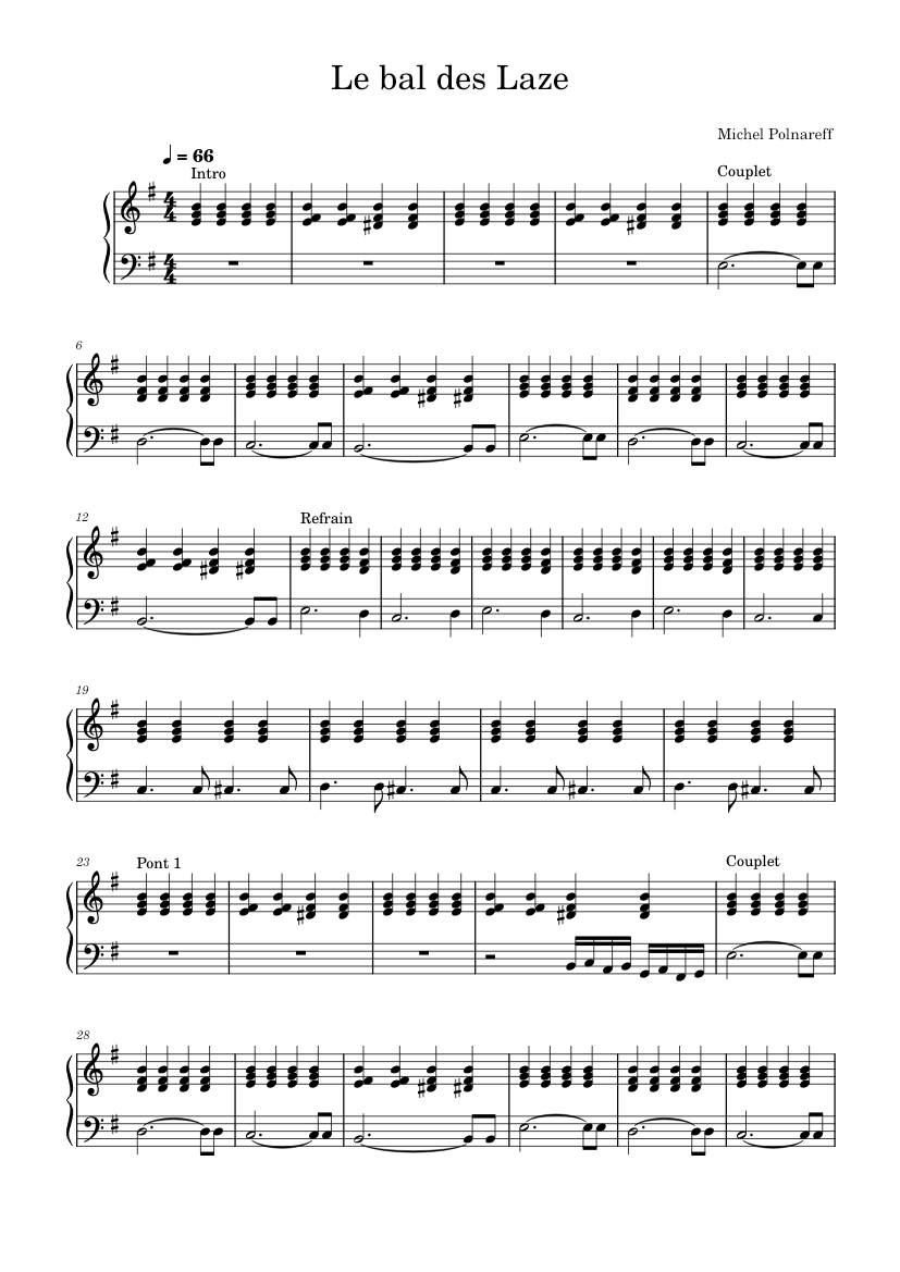 Le bal des Laze - Michel Polnareff Sheet music for Piano (Piano-Voice) |  Musescore.com