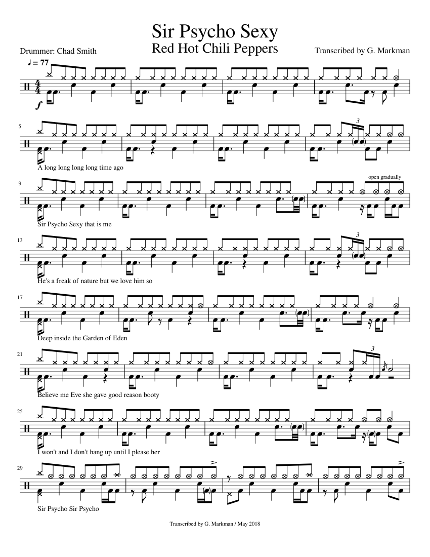 Red Hot Chili Peppers - Sir Psycho Sexy Sheet music for Drum group (Solo) |  Musescore.com