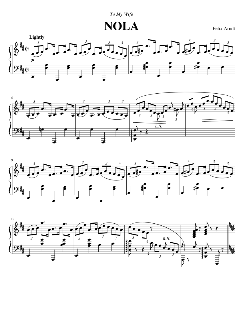 ノラ (フェリックス・アーント) 楽譜 ピアノ (ソロ) | MuseScore.com
