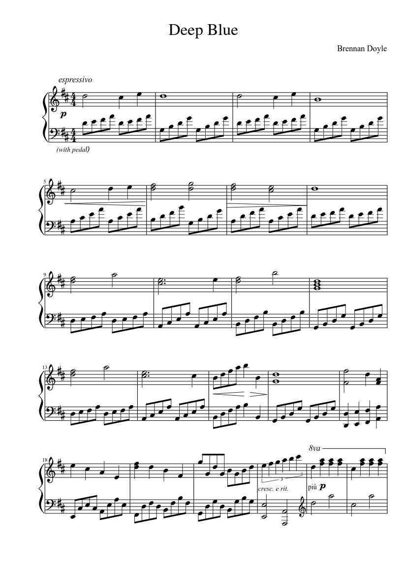 Deep Blue Sheet Music for Piano (Solo) easy | MuseScore.com