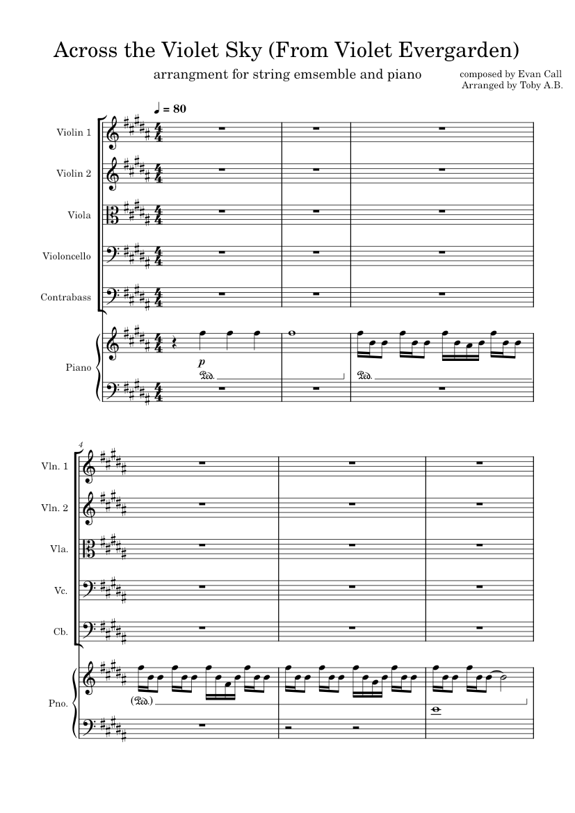 Across the Violet Sky - Evan Call (Arrangement for String Ensemble and