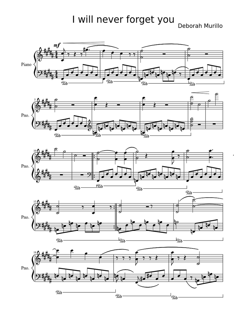 I will never forget you Sheet music for Piano (Solo) | Musescore.com