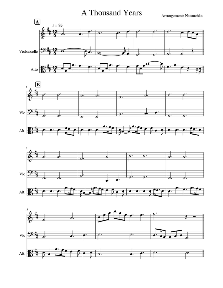 A Thousand Years Sheet music for Violin, Viola, Cello (String Trio ...