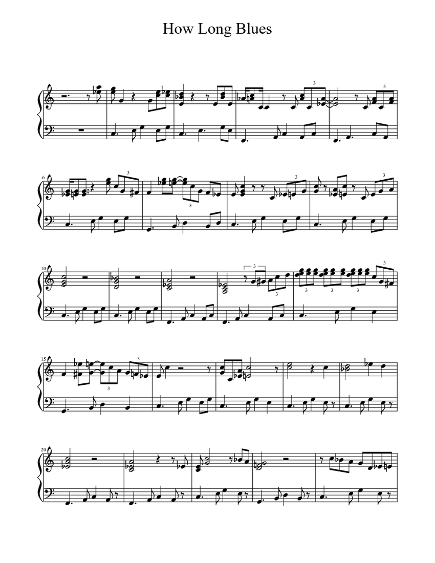 How long blues Sheet music for Piano (Solo) | Musescore.com