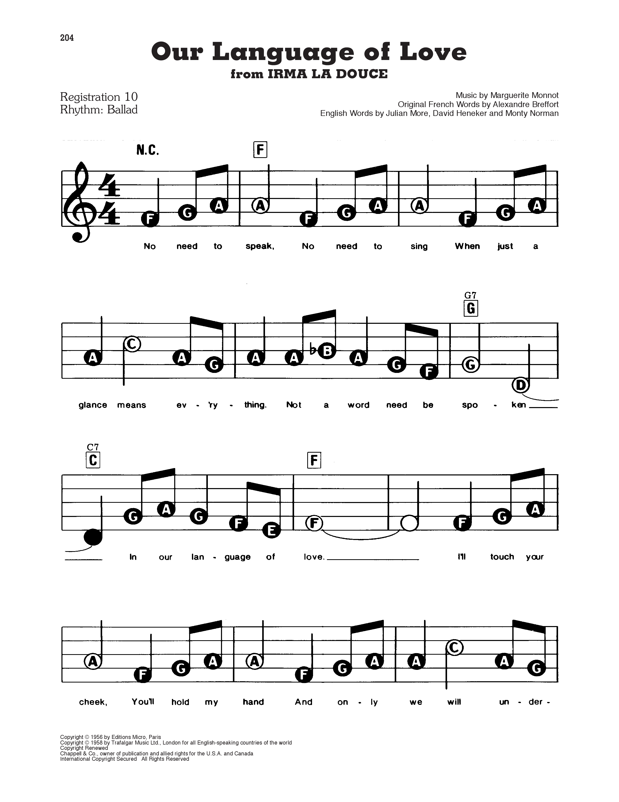 Play Official version of Our Language Of Love Sheet Music by