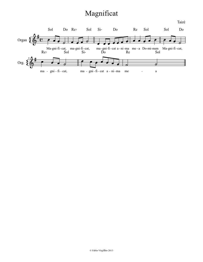 Magnificat Taize Sheet Music For Organ Solo Musescore Com All formats available for pc, mac, ebook readers and other mobile devices. magnificat taize sheet music for organ