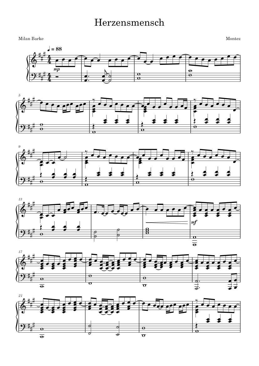 ハーツェンスメンシュ – モンテス 楽譜 ピアノ (ソロ) | MuseScore.com