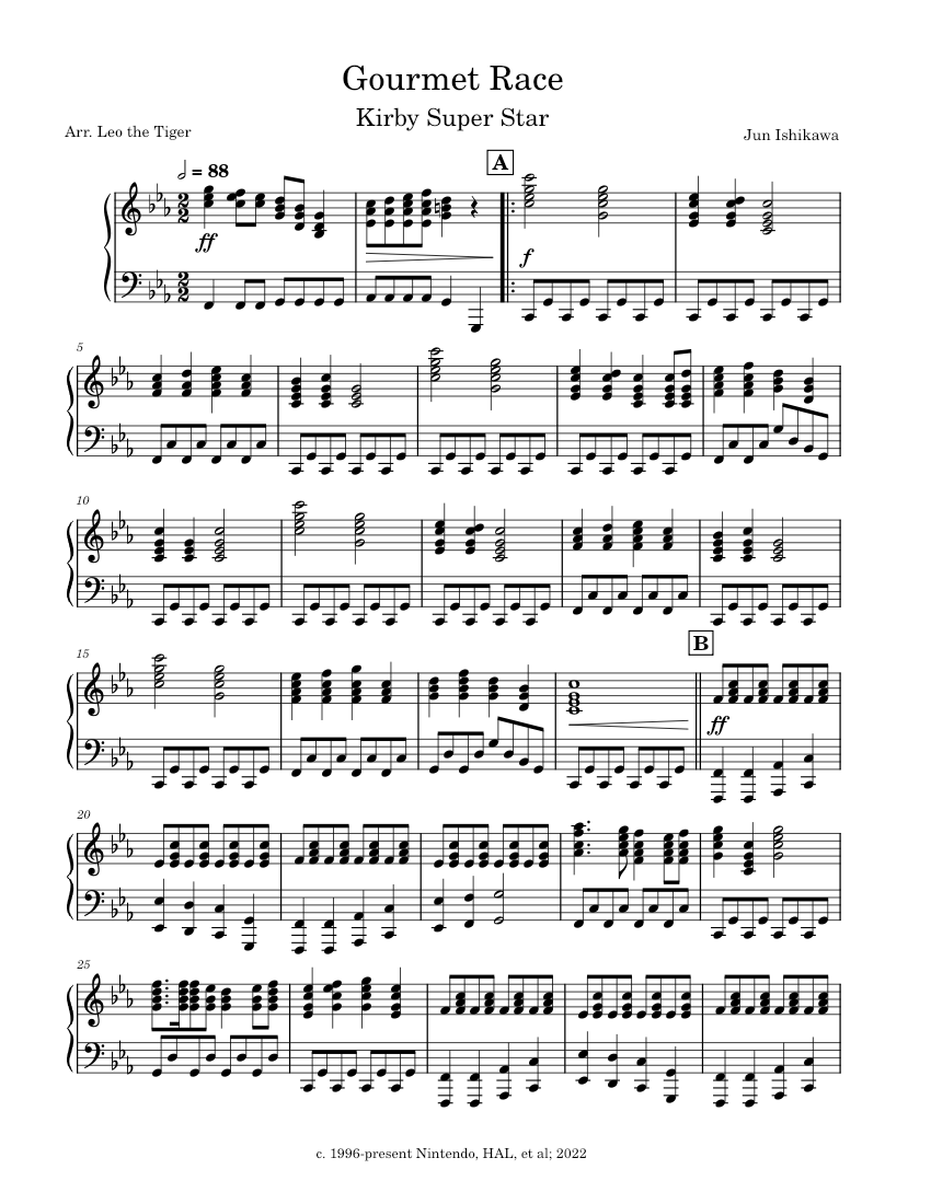 Piano Solo: Gourmet Race – Jun Ishikawa Sheet music for Piano (Solo ...