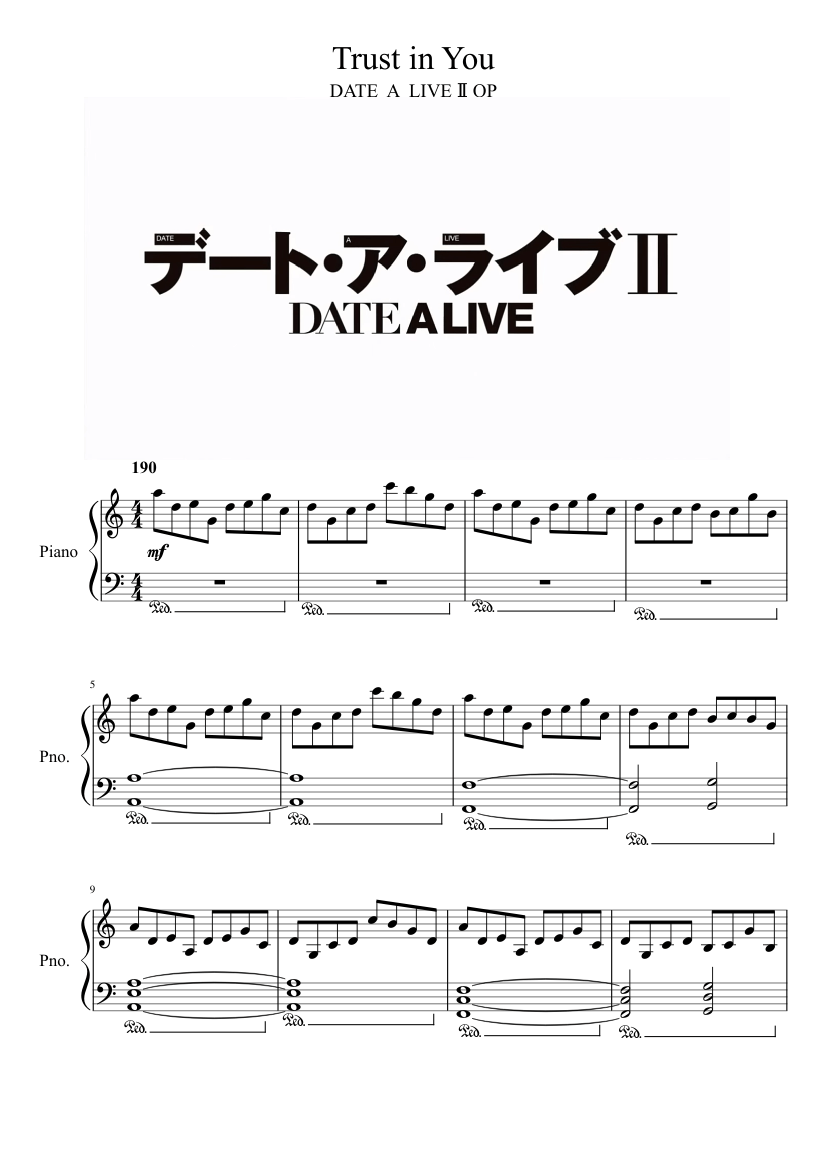 DATE A LIVE II OP - Trust in You Sheet music for Piano (Solo) |  Musescore.com