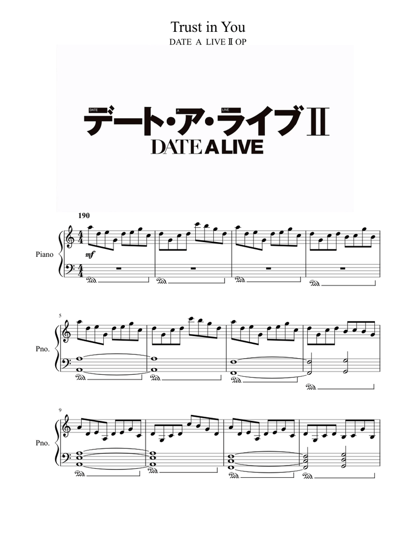 Date A Live Ii Op Trust In You Sheet Music For Piano Solo Musescore Com