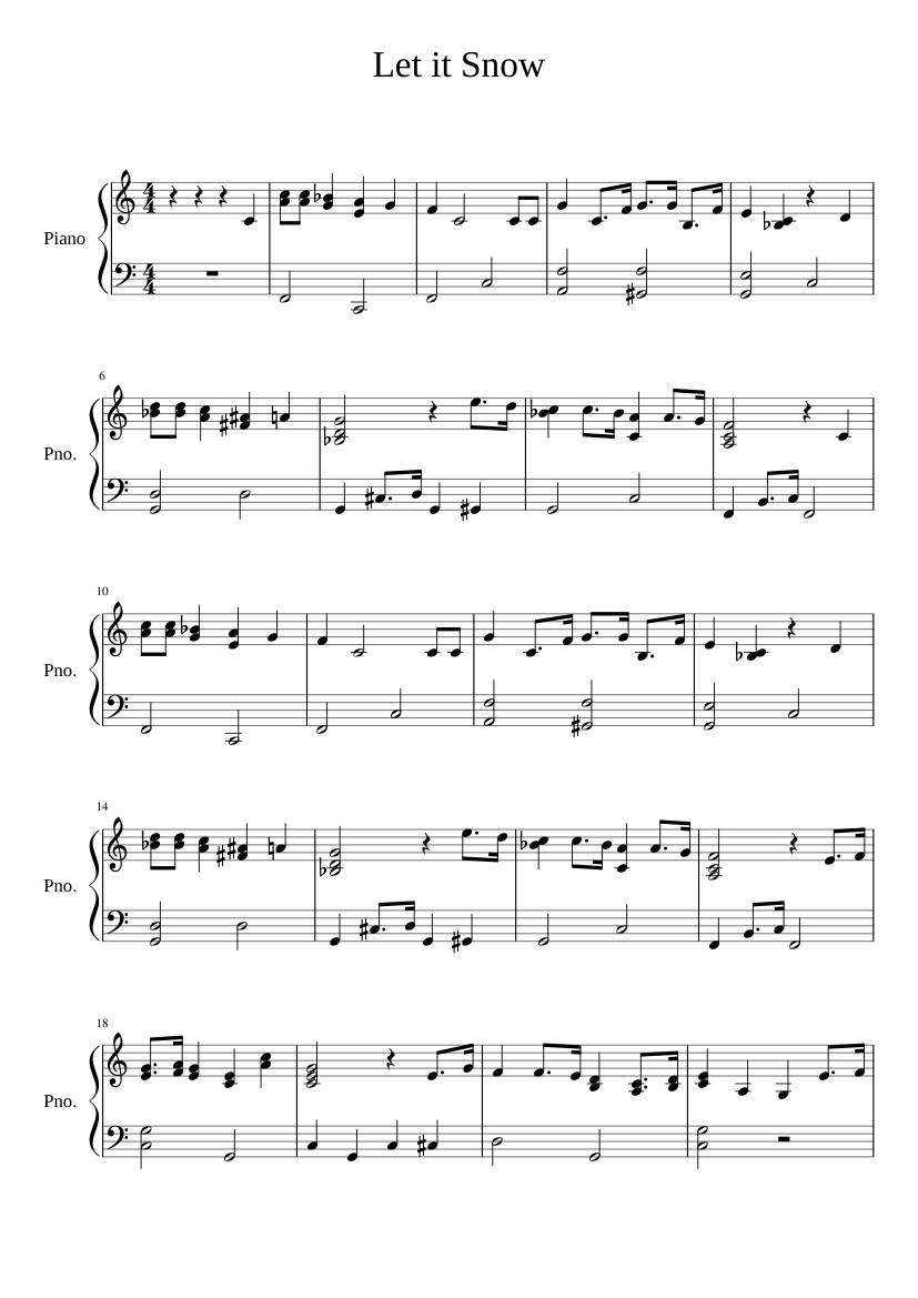 let it snow piano sheet music