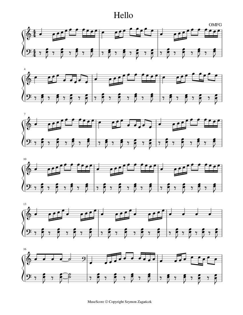 Hello - omfg - piano tutorial