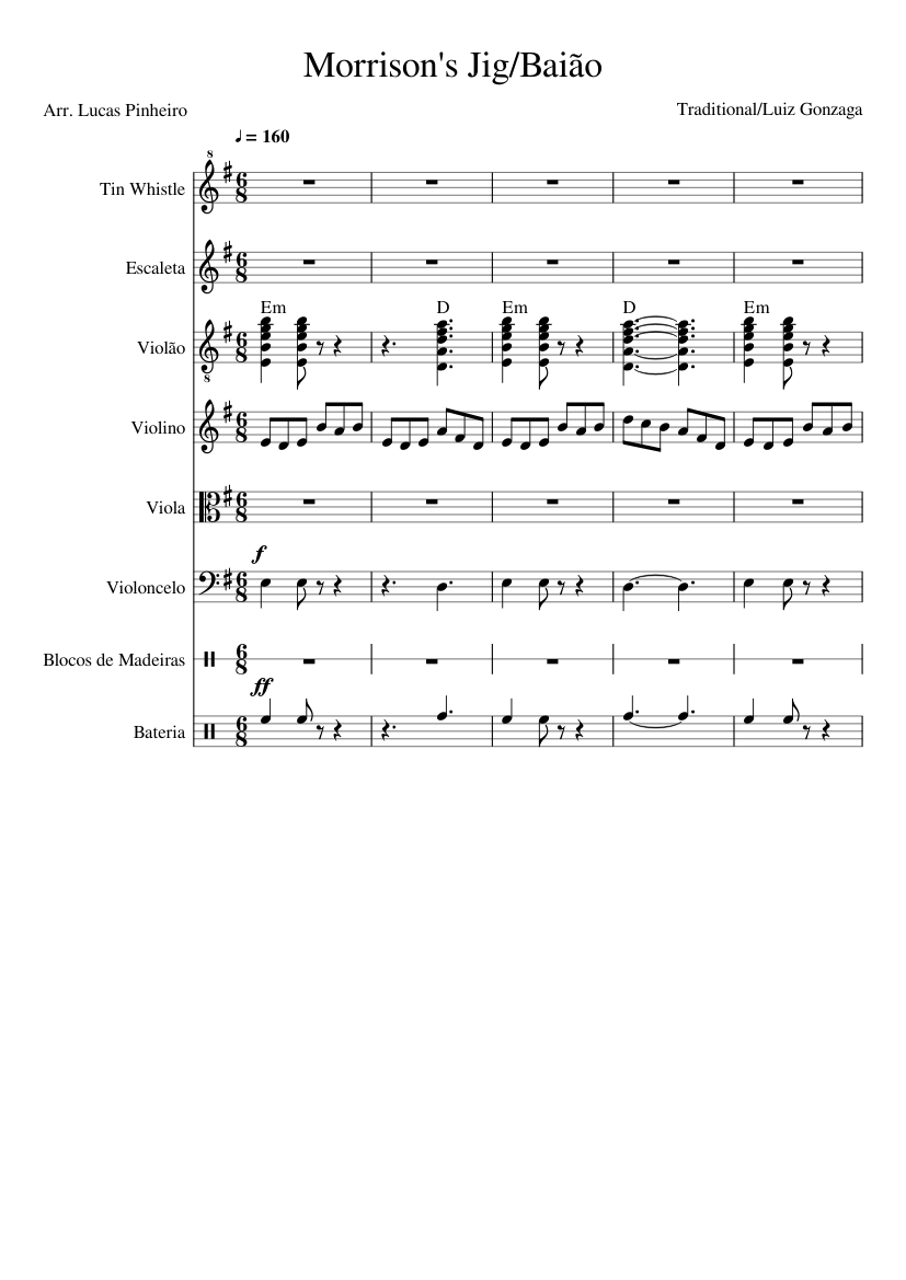 Morrison's Jig - Baião Sheet Music with Chords for Violin, Viola, Cello ...