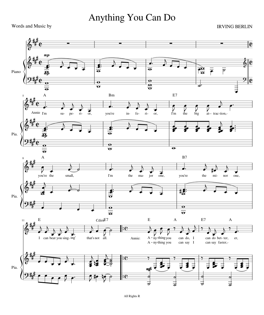 Anything you can Do (Jeff) Sheet music for Piano (Solo) | Musescore.com