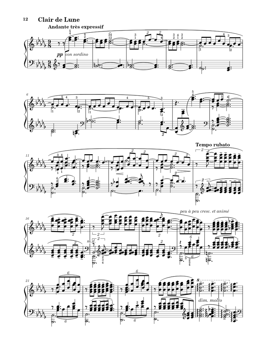 Suite bergamasque – Clair de Lune Sheet music for Piano (Solo) |  Musescore.com