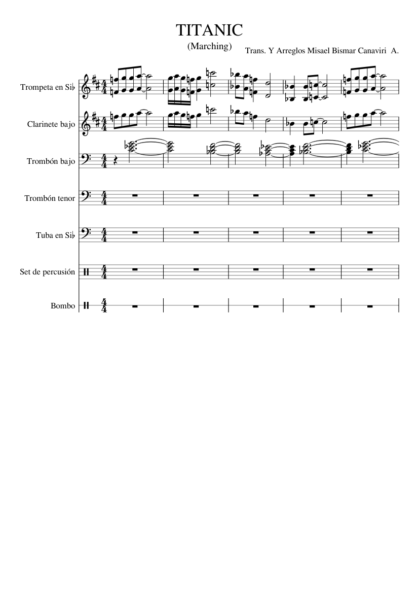 TITANIC (Marching Band) Sheet music for Tuba, Trombone tenor, Trombone  bass, Clarinet bass & more instruments (Mixed Ensemble) | Musescore.com