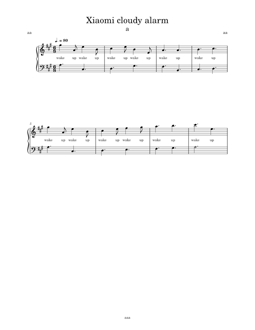 Xiaomi Cloudy Alarm Sheet music for Piano (Piano Sextet) | Musescore.com