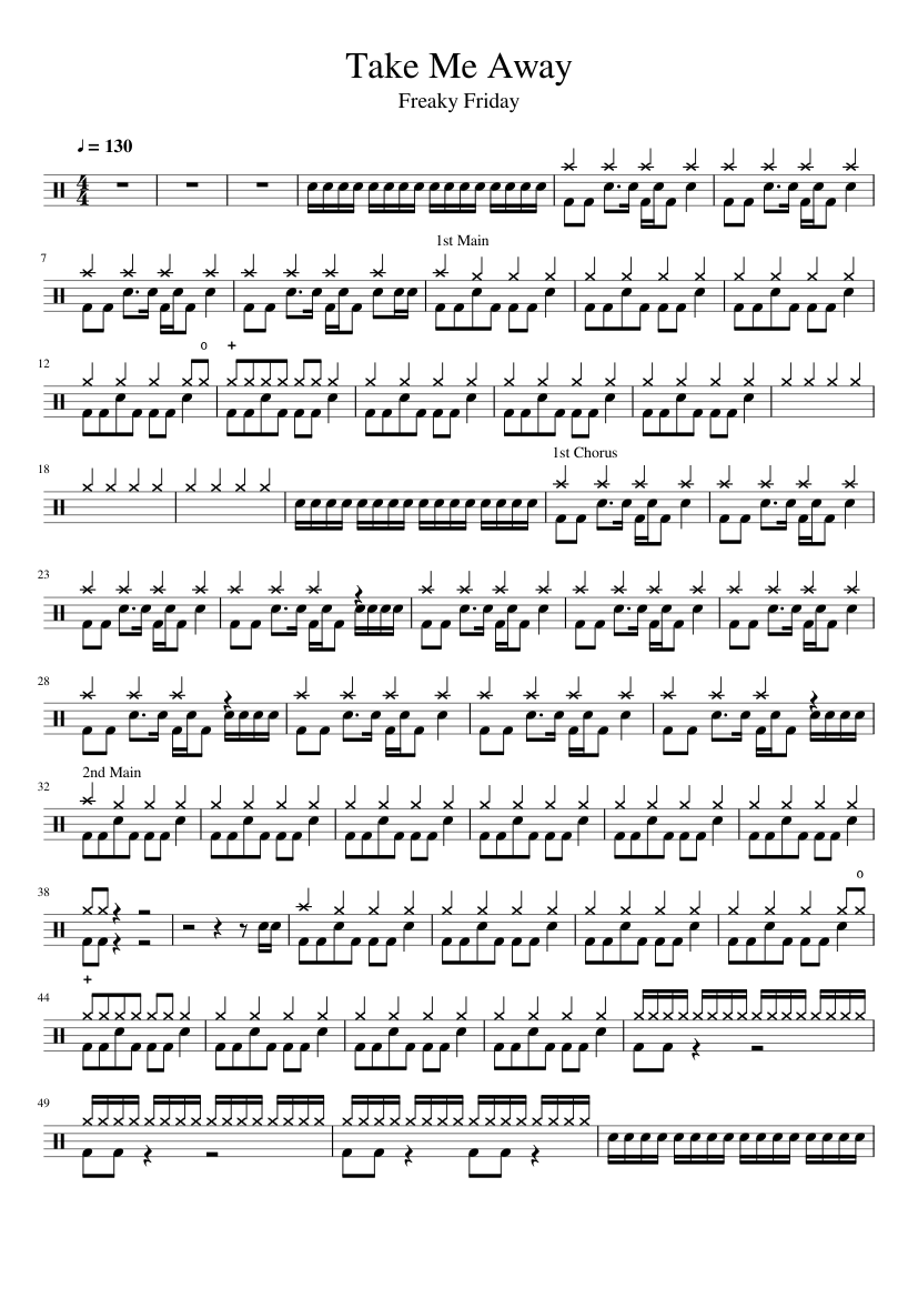 Take Me Away Freaky Friday Sheet Music For Drum Group Solo Musescore Com