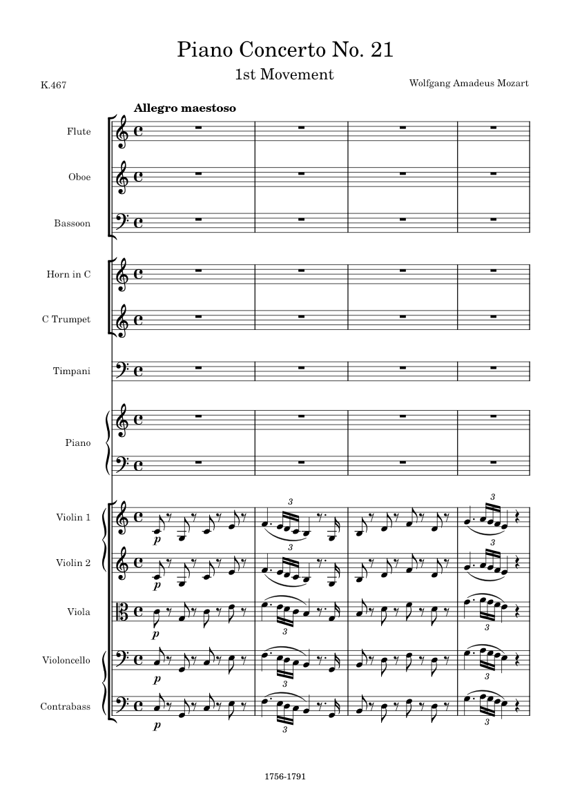 Piano Concerto No. 21 in C Major, K.467, 1st Movement (Allegro