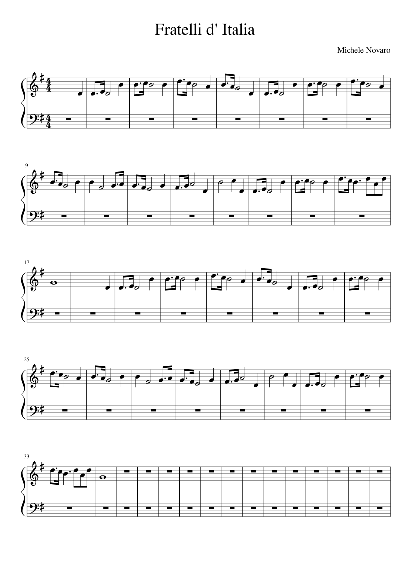 Fratelli d' Italia Sheet music for Piano (Solo) | Musescore.com