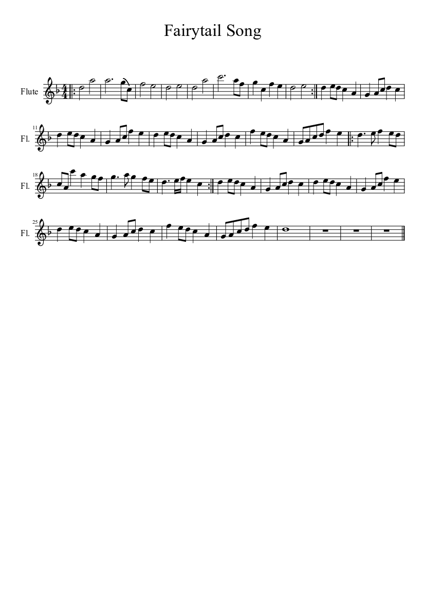 Fairy Tail Opening 5 Sheet music for Flute (Solo)