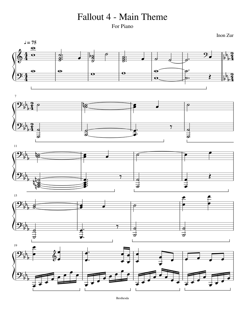 Fallout 4 - Main Theme [Full] Sheet music for Piano (Solo) | Musescore.com