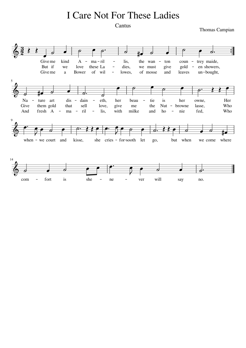 I Care Not For These Ladies