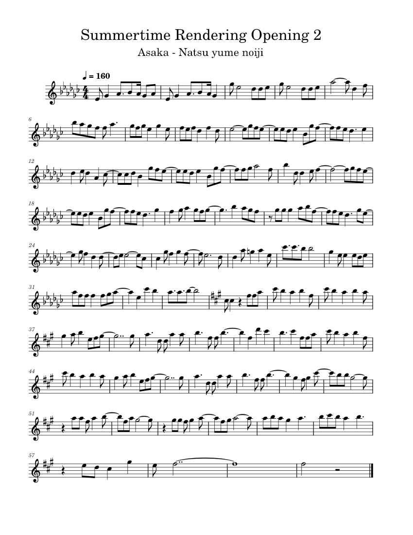Shitsuren Song - Summertime Render ED 2 - Piano Transcription +