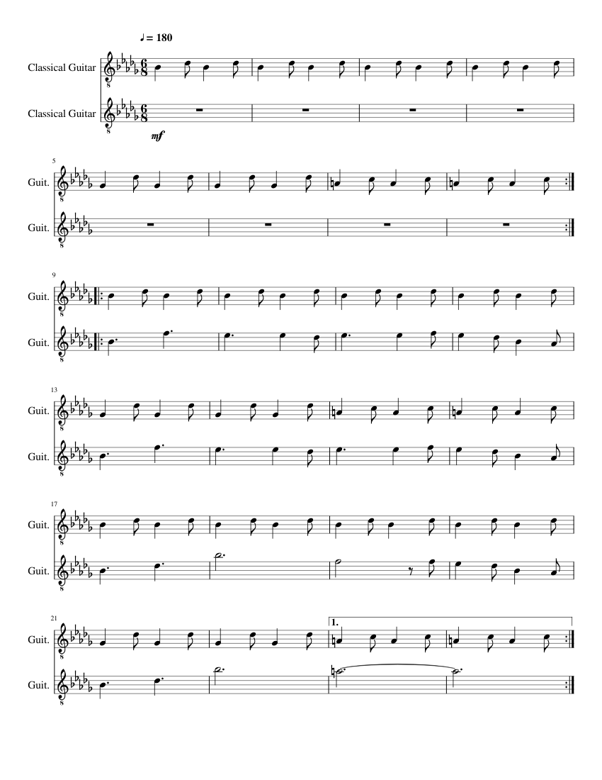 Believer Imagine Dragons Duo Gitaar Sheet Music For Guitar Solo Download And Print In Pdf Or Midi Free Sheet Music Musescore Com