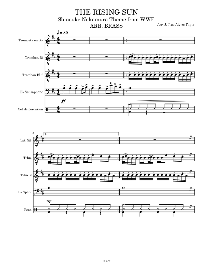 THE RISING SUN - SHINSUKE NAKAMURA Brass Band Sheet music for Trombone ...
