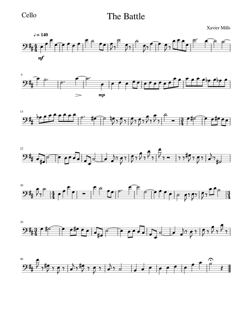 The Battle-Cello Sheet music for Cello (Solo) | Download and print in ...