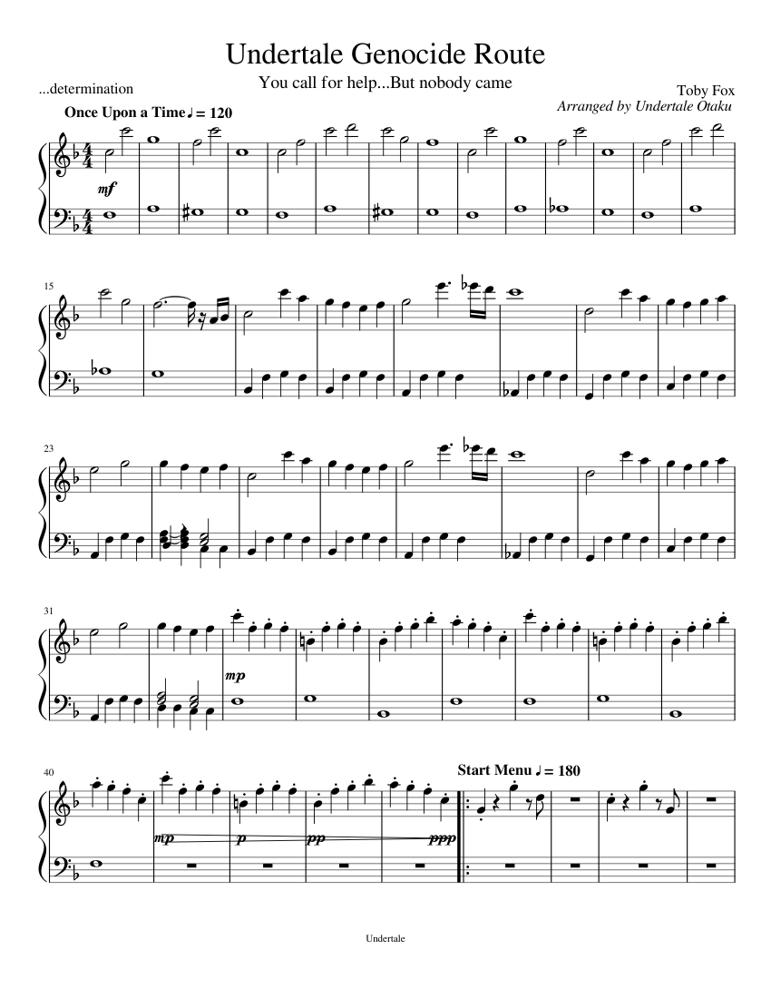 Undertale Genocide Route (Piano Medley) Sheet music for Piano (Solo) |  Musescore.com