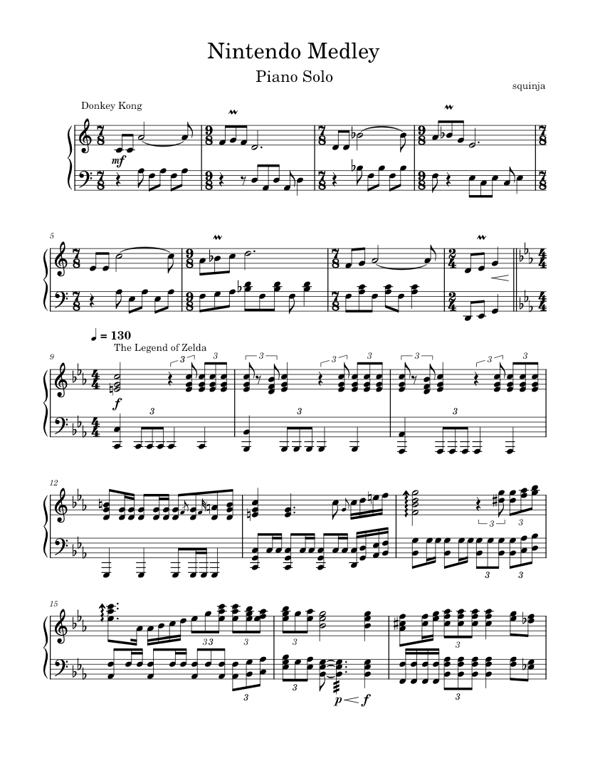 Nintendo Medley Sheet music for Piano (Solo) | Musescore.com