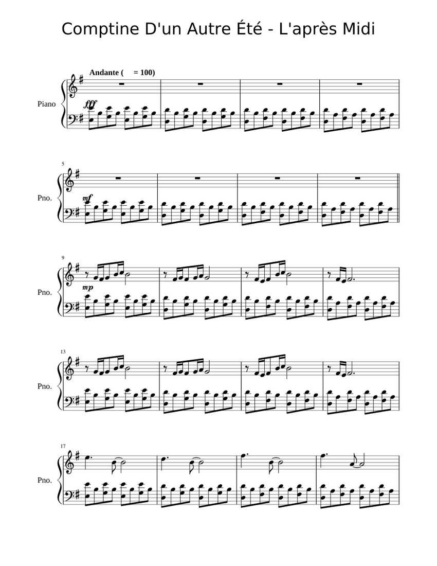 Comptine D'un Autre Été - L'après Midi Sheet music for Piano (Solo) |  Musescore.com