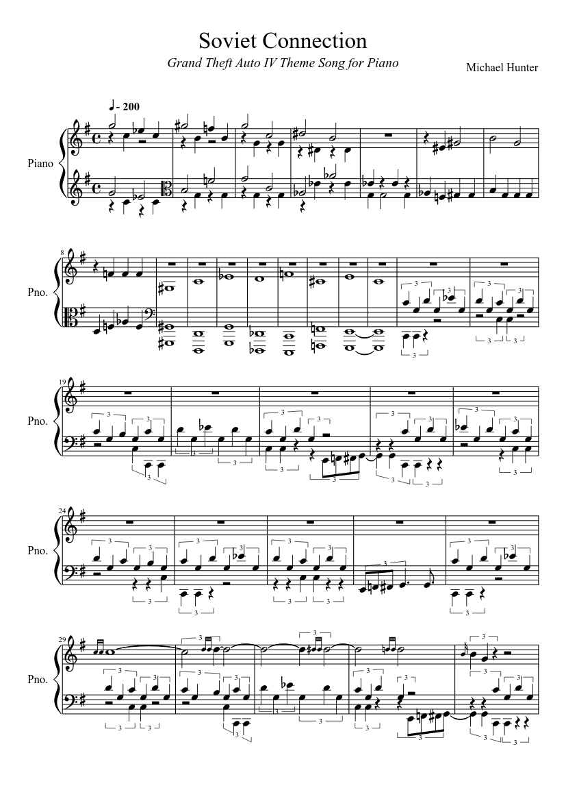 Theme of GTA IV for piano - Soviet Connection Sheet music for Piano (Solo)  | Musescore.com