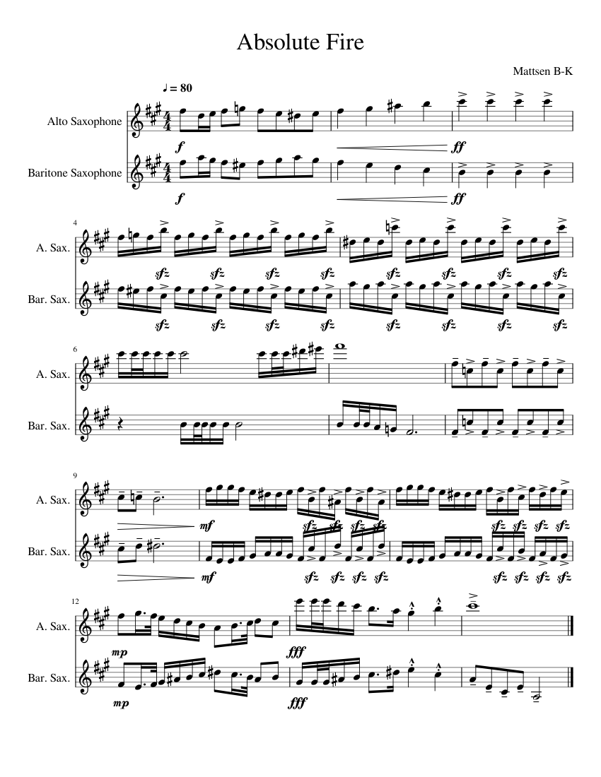 Saxaphone Inversion Inversion Piece Sheet music for Saxophone alto, Saxophone baritone ...