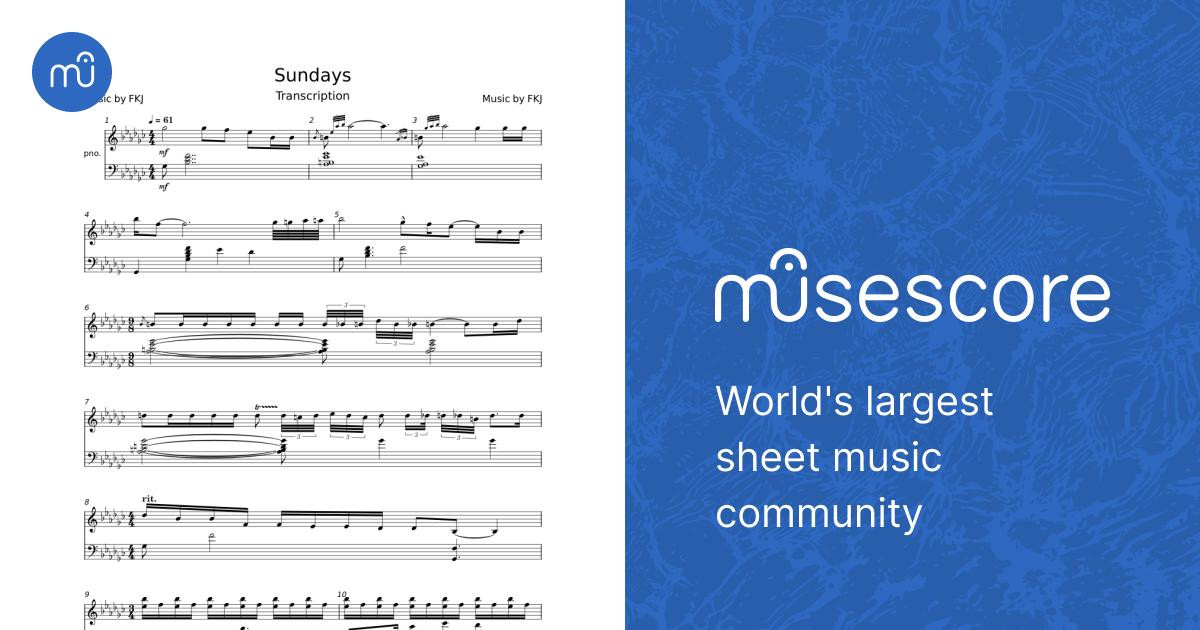 Sundays (Just Piano Version) – FKJ - FKJ Sheet music for Piano (Solo) Easy  | Musescore.com