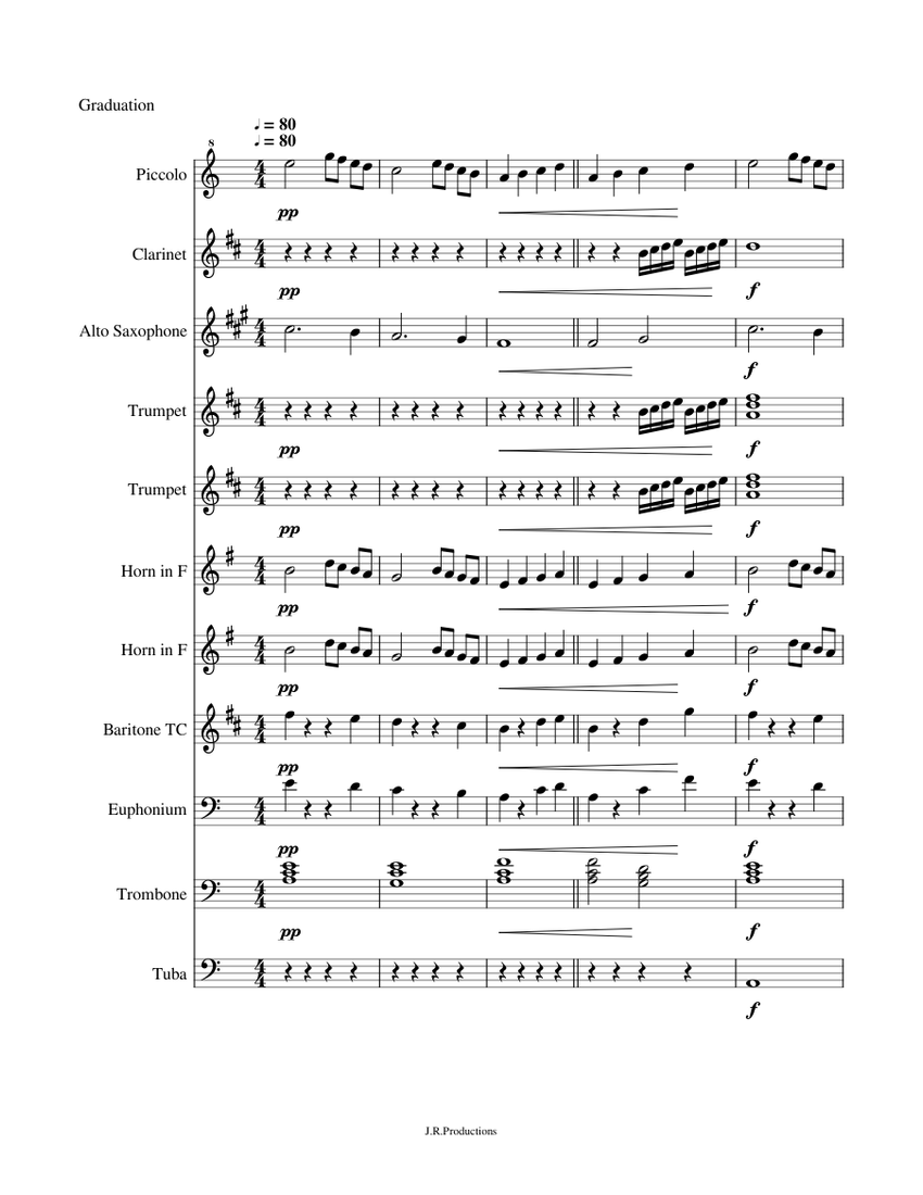 Graduation Sheet music for Trombone, Tuba, Oboe, Clarinet other & more ...