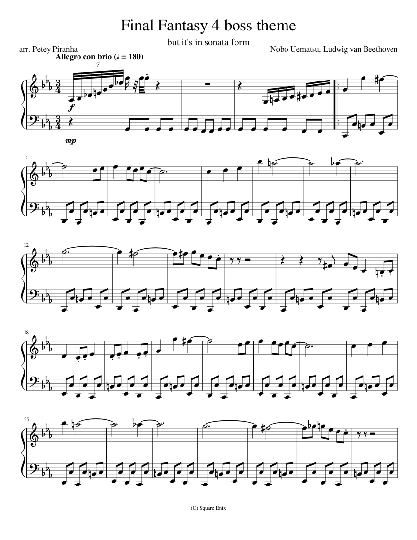 Final Fantasy 4 boss theme but it's in sonata allegro form Sheet