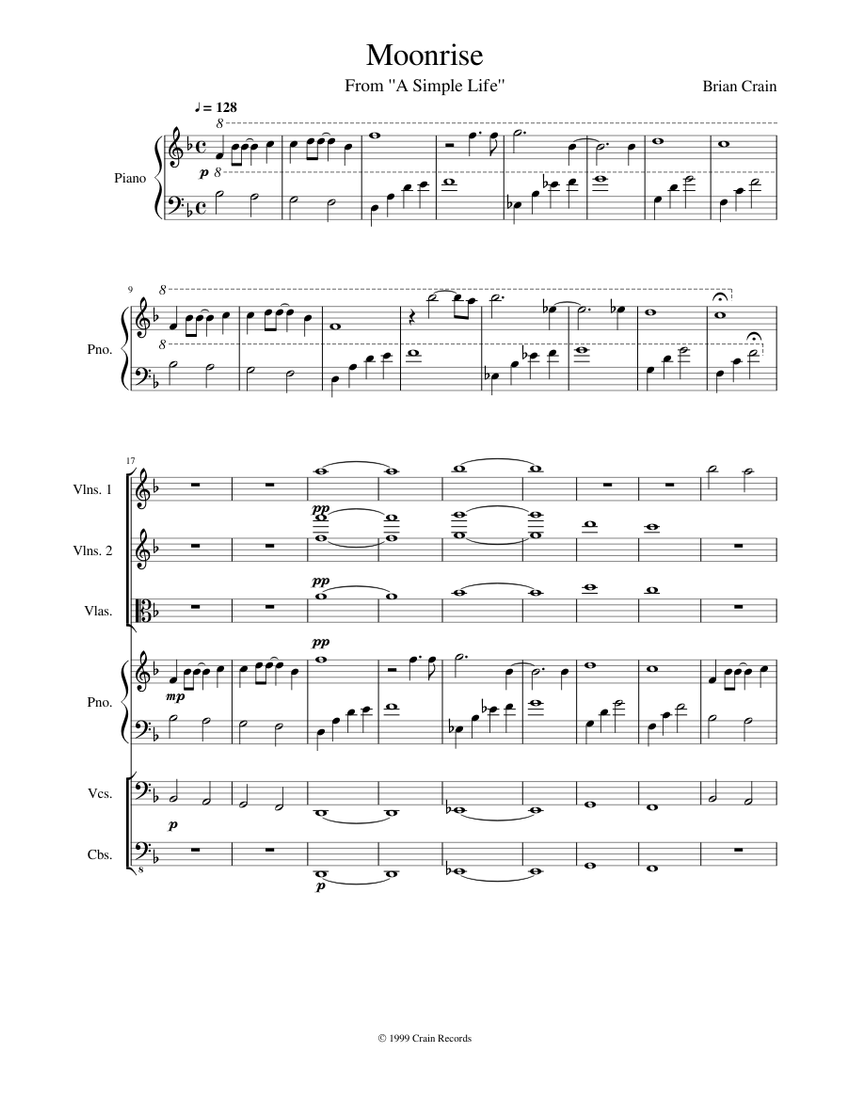 Moonrise - Brian Crain (full score) Sheet music for Piano, Strings