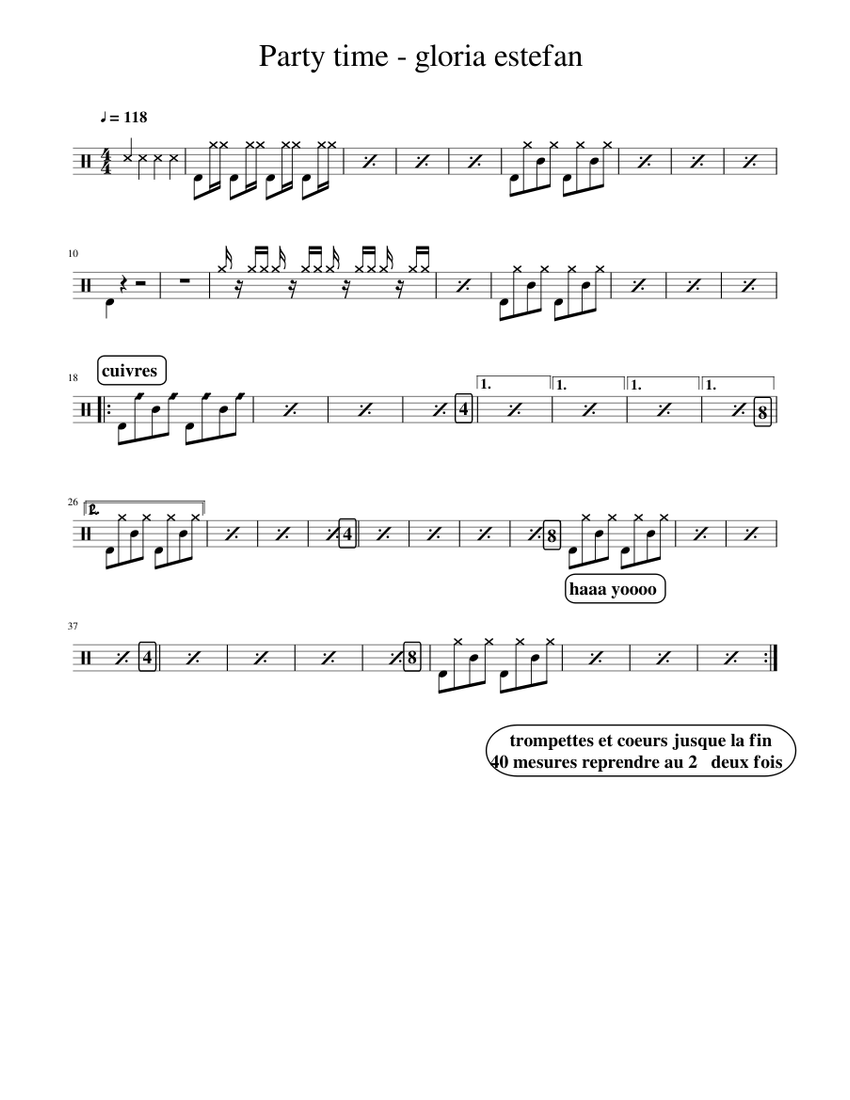Party Time Gloria Estefan Sheet Music For Drum Group Solo Musescore Com Whitesnake, sting, gloria estefan, c.c. musescore com