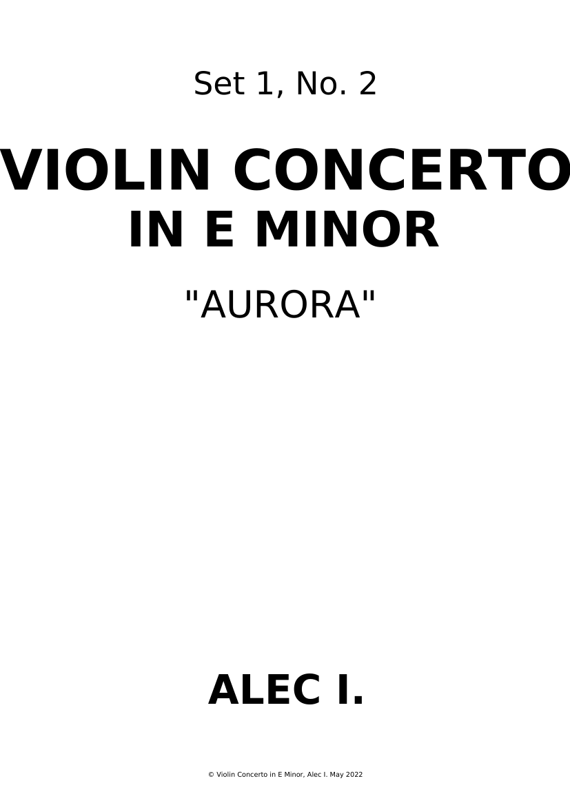 Violin Concerto in E Minor, "Aurora" - Set 1, No. 2 Sheet Music for ...