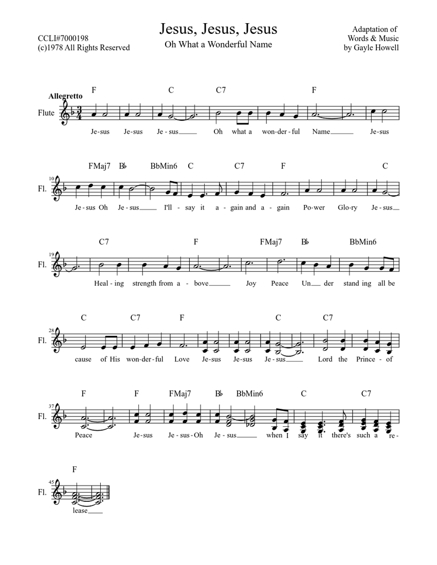 Jesus, Jesus, Jesus (LS) Sheet music for Flute (Solo)