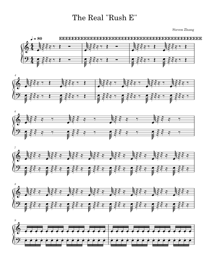 Rush E Sheet Music Boss The Real "Rush E" Sheet music for Piano (Solo