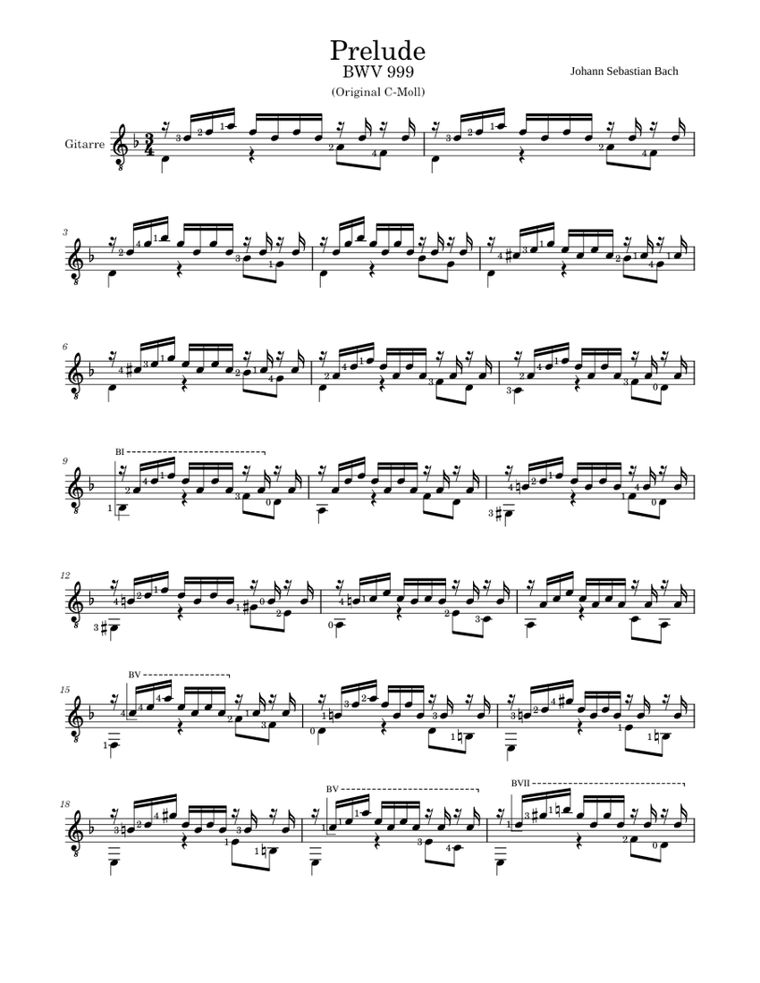 Prelude / Praludium BWV 999 in g-moll mit einer Melodie von Zoltan