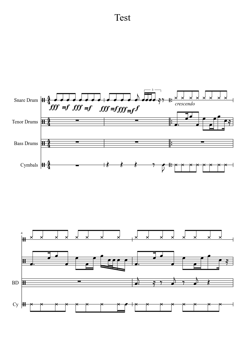 Drumline Cadence (SHELL SHOCKED) Sheet music for Snare drum, Crash