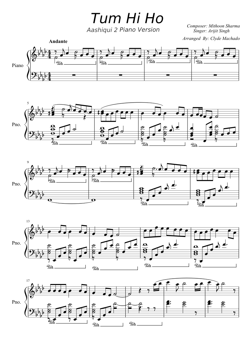 Aashiqui 2 love theme piano notes